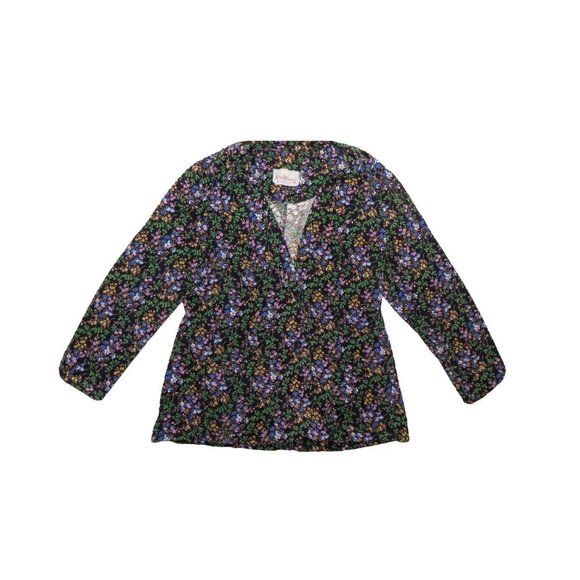 Vintage 1970s Black Floral Corduroy Blazer - Picture 1 of 4